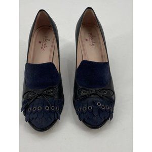 Plenty Tracy Reese Blue Leather Suede Pumps Heels Tassel Bow Oxford EU36.5 US6M